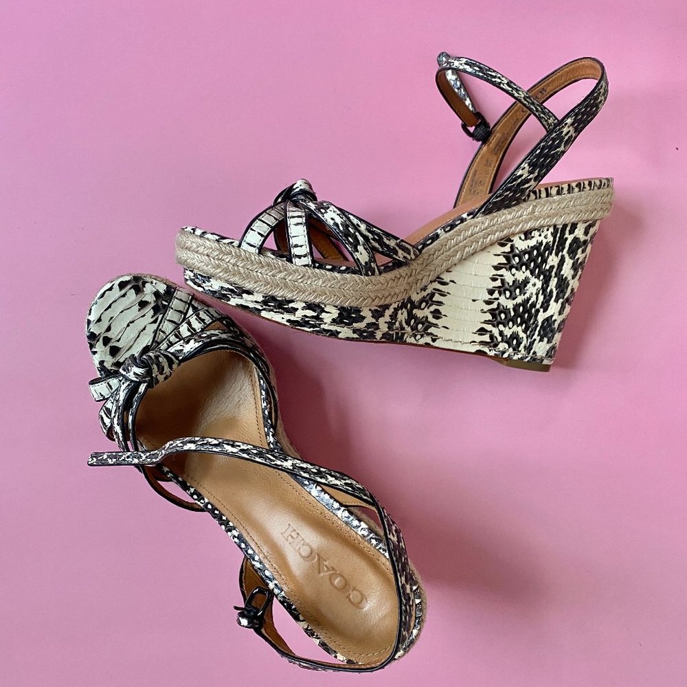 COACH SNAKESKIN WEDGE SANDALS (US 9.5)